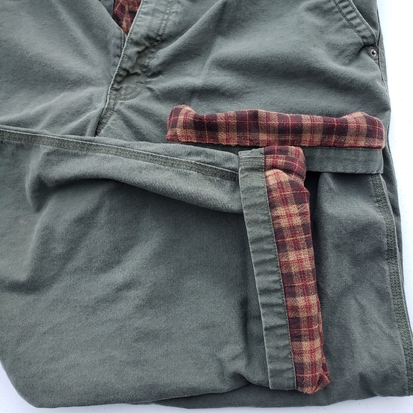 Vintage LL Bean Flannel Lined Jeans Olive Green 44x30 - Picture 8 of 9